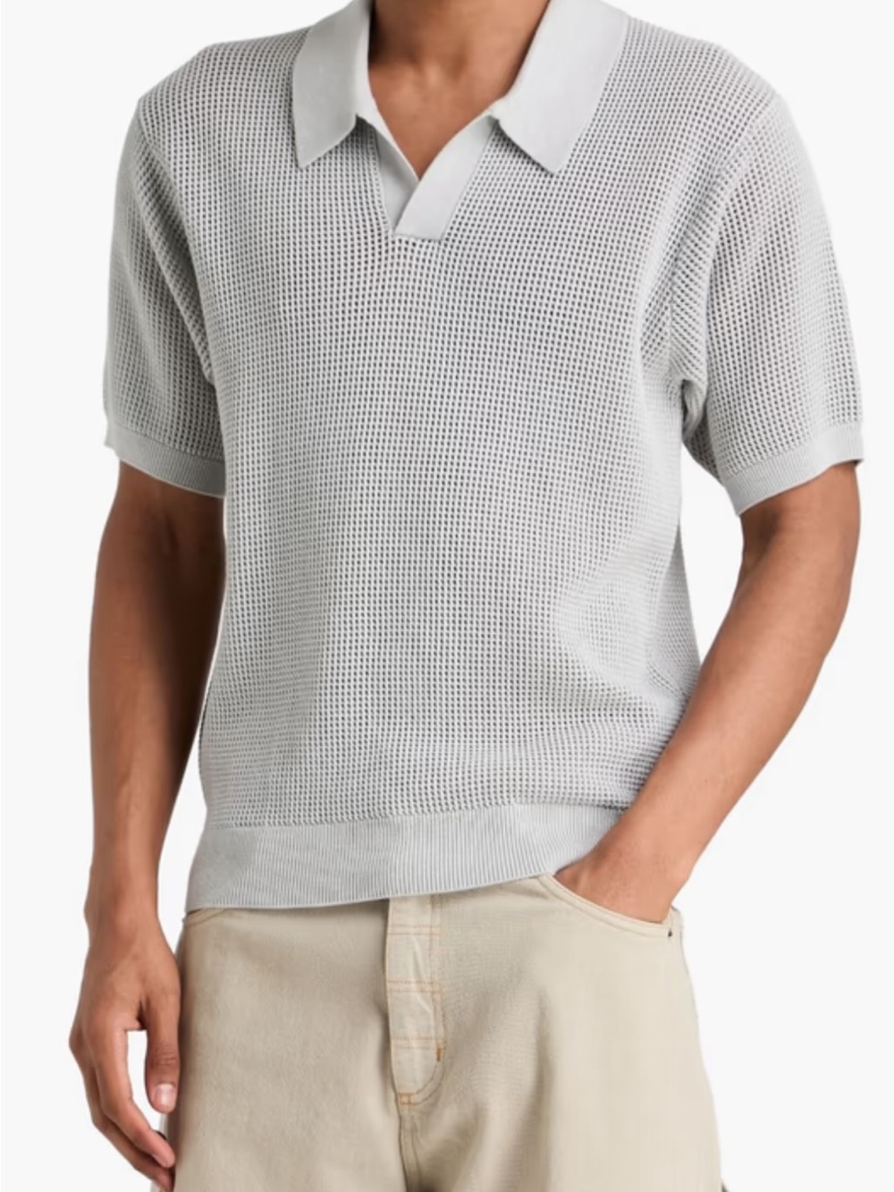 Frame Denim Light blue/Gray Mesh Knit Polo size small